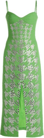 David Koma Crystal-Embroidered Wool-Boucle Midi Dress