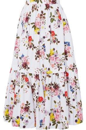 Leigh Layered Floral-print Cotton-poplin Maxi Skirt
