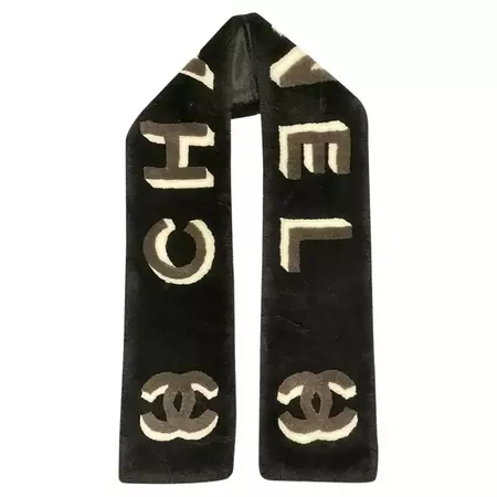 Chanel mouton cachemire black scarf For Sale at 1stDibs