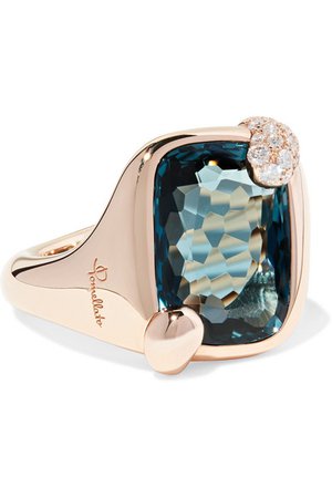 Pomellato | Ritratto 18-karat rose gold, topaz and diamond ring | NET-A-PORTER.COM