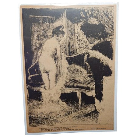 Pierre Louis Moreau French Risque Magazine Illustration Nude Boudoir : Ago | Ruby Lane