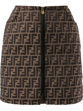 FENDI PRE-OWNED Zucca pattern zipped skirt