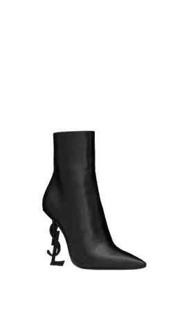 OPYUM ANKLE BOOTS IN LEATHER WITH BLACK HEEL