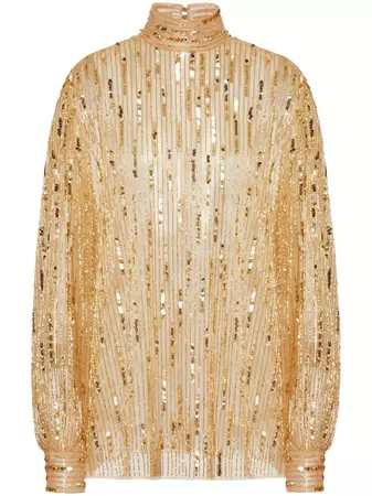 Valentino Tulle Illusione sequin-embroidered Blouse - Farfetch