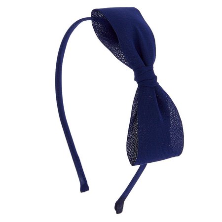 Structured Navy Bow Headband | Claire's US