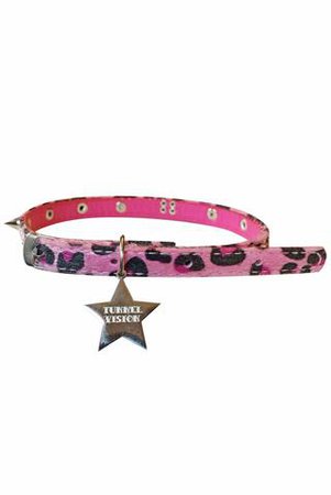 Pink Cheetah Star Spiked Faux Fur Choker - Tunnel Vision - Accessories