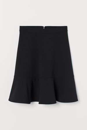 Jersey Skirt with Flounce - Black - Ladies | H&M US