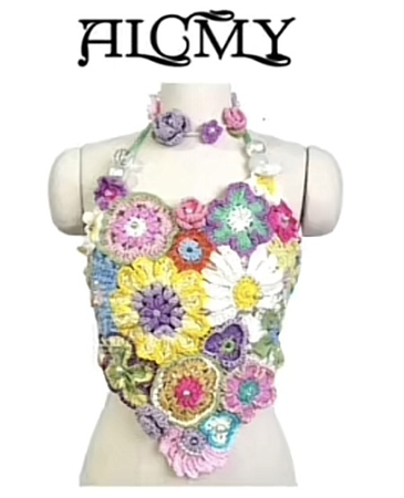 crochet flower top-Mina