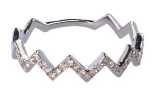 silver Diamond Zig-Zag Ring