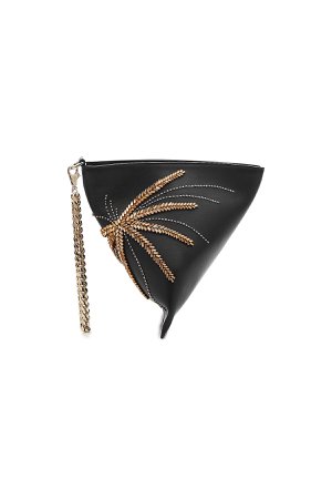Cosmo Palms Embellished Leather Clutch Gr. One Size