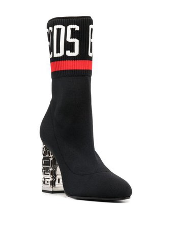 Shop black Gcds logo-print sock boots with Express Delivery - Farfetch