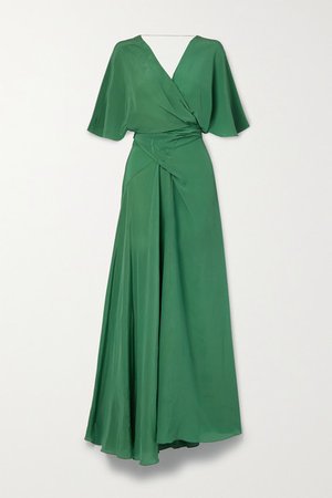 Net Sustain Martina Draped Silk Maxi Dress - Emerald