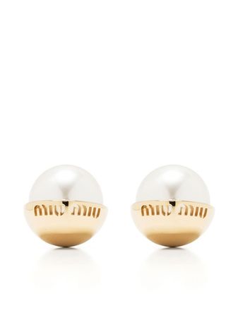 Miu Miu laser-cut Logo Stud Earrings - Farfetch