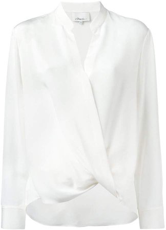 crossover collarless draped blouse