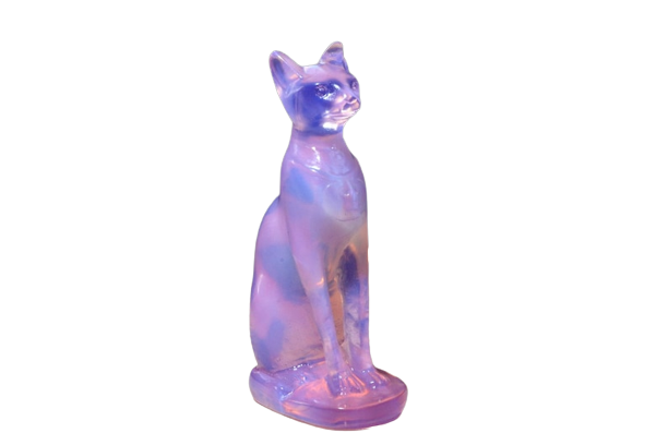 3'' Hand carved Pink synthetic opal Egyptian cat Bastet Goddess Statue, Lux Ancient Egyptian Goddess Bastet