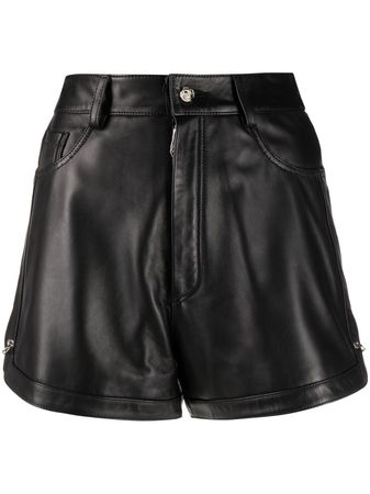 Shop Philipp Plein pin-embellished leather shorts with Express Delivery - FARFETCH