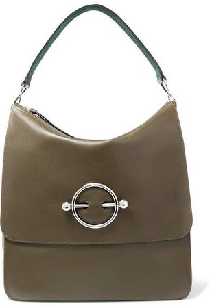 Disc Leather And Suede Shoulder Bag - Green