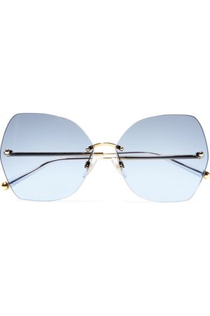 Dolce & Gabbana | Hexagon-frame gold-tone and acetate mirrored sunglasses | NET-A-PORTER.COM