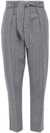 Marcelle Tie-front Prince Of Wales Checked Cotton And Wool-blend Tapered Pants