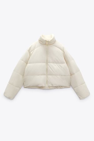 WATER AND WIND PROTECTION CROPPED PUFFER JACKET - Ecru | ZARA United States