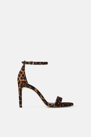 ANIMAL PRINT HEELED LEATHER SANDALS - Sandals-SHOES-WOMAN-SALE | ZARA United States