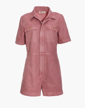 Garment-Dyed Coverall Romper pink
