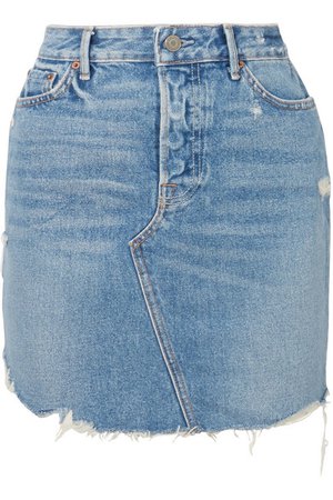 GRLFRND | Rhoda distressed denim mini skirt | NET-A-PORTER.COM