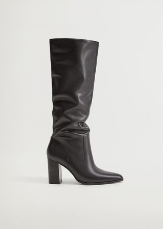 Leather boots with tall leg - Women | Mango United Kingdom