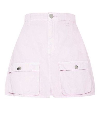 Lilac Neon Pocket Detail Denim Skirt