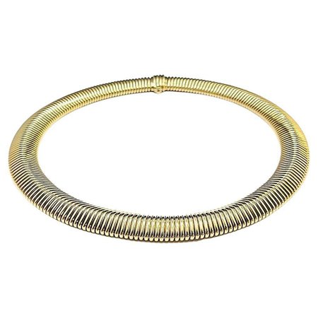 1950s Tiffany and Co. Retro 14k Yellow Gold Tubogas Choker Necklace