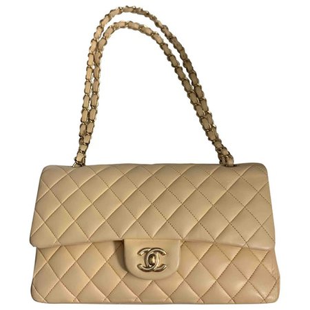 Leather Chanel handbags - beige - 8147151