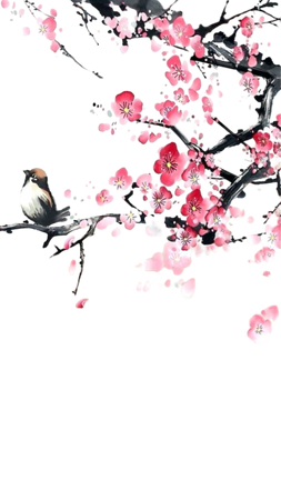 Japanese pink cherry blossoms