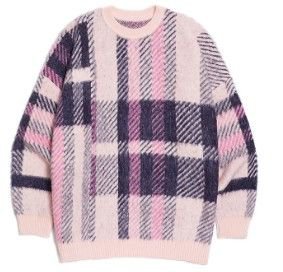 heich blade brushed over fit check pullover pink