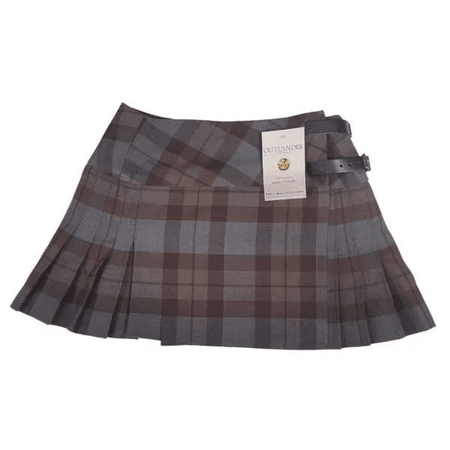 grey and brown plaid mini skirt