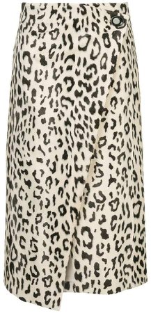 Goen.J leopard faux-fur wrap skirt