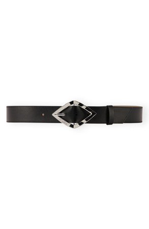 Ganni Diamond Buckle Recycled Leather Belt | Nordstrom
