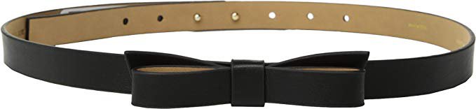 Amazon.com: Kate Spade New York Women's 3/4" Pebble Leather Bow Belt Black XL: Clothing