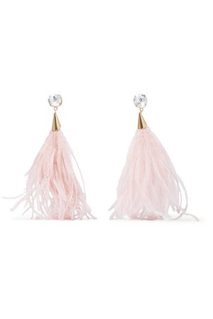 Rosantica | Revolution feather, crystal and gold-tone clip earrings | NET-A-PORTER.COM