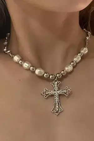 pearls cross necklace - Google Search