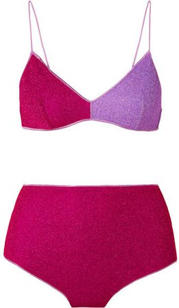 Oséree - Lumière Color-block Stretch-lurex Bikini - Fuchsia
