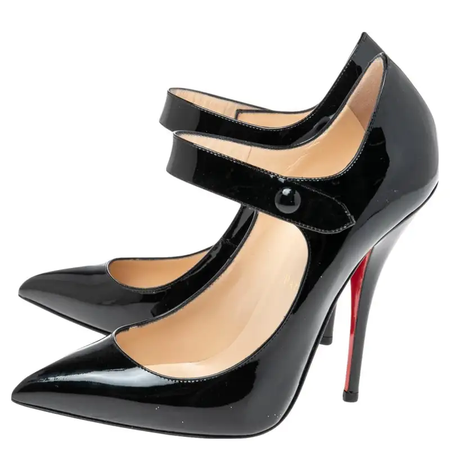 Christian Louboutin Black Patent Leather Neo Pensee Mary Jane Pumps