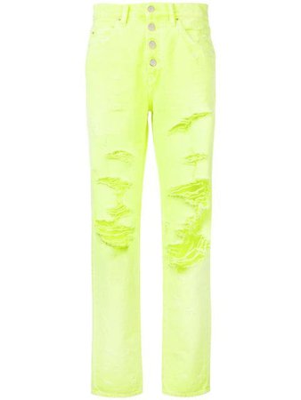 Amiri Distressed Neon Slouch Jeans