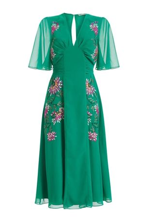 The Hannah Embroidered Flutter Sleeve Midi Dress With Tie Waist
by Hope and Ivy