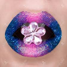 purple blue pink lipstick