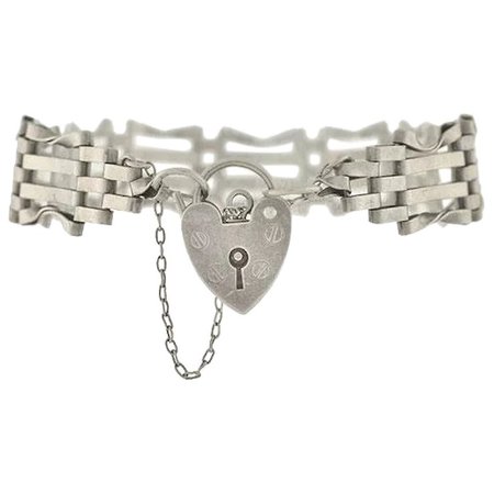 Vintage Victorian-Style English Sterling Gate Link Bracelet & Padlock : A Brandt and Son Estate and Antique Jewelry | Ruby Lane