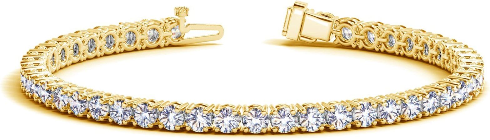 Amazon.com: 4 Carat Classic Round Diamond Tennis Bracelet 14K Yellow Gold Value Collection: Clothing, Shoes & Jewelry