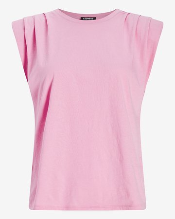 Padded Shoulder Crew Neck Tee | Express