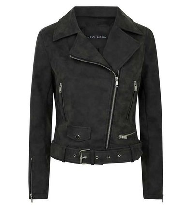 Dark Grey Matte Leather-Look Biker Jacket