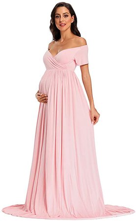 Short Sleeve Maternity Gown Sweetheart Maternity Dress Sheer Maternity Gown for Photo Shoot, Baby Shower at Amazon Women’s Clothing store