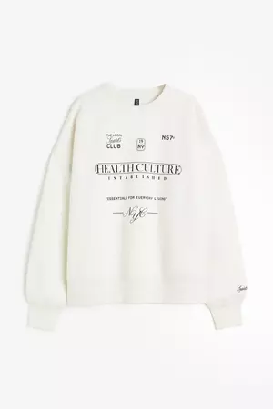 Oversized Sweatshirt with Motif - Cream/Health Culture - Ladies | H&M US